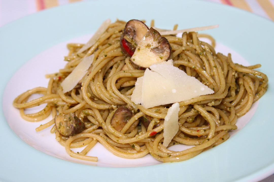Rezept: Pasta mit Champignons & Pesto alla Genovese