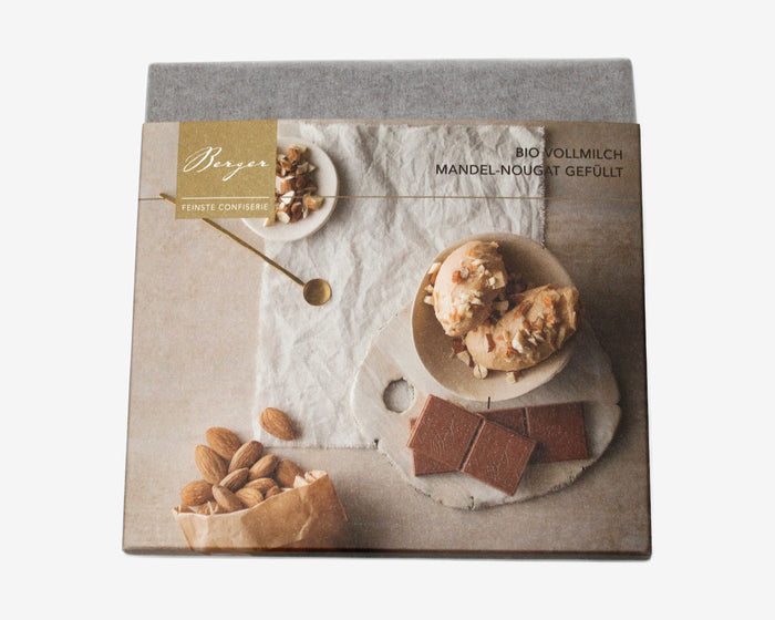 Bio Vollmilchschokolade mit Mandel-Nougat-Füllung von Berger